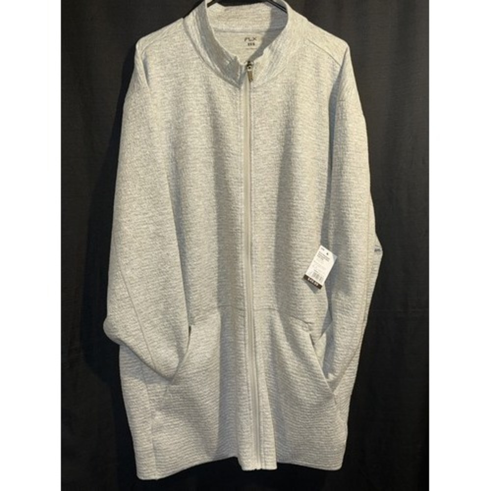 FLX Premium Textured Knit Full Zip Jacket Mens 3XB Big Gray NWT Stretch